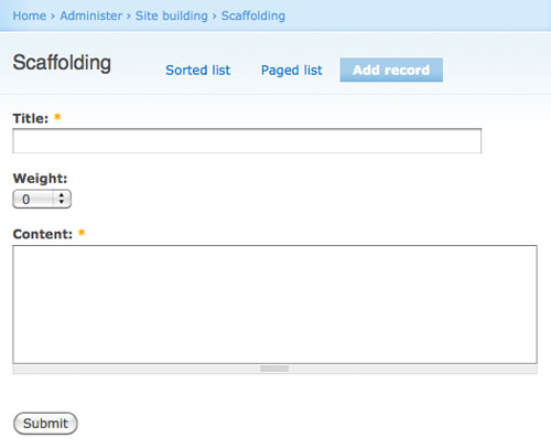 Example Module Scaffolding Example Admin Page