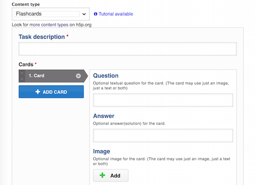 H5P Flashcards content editor